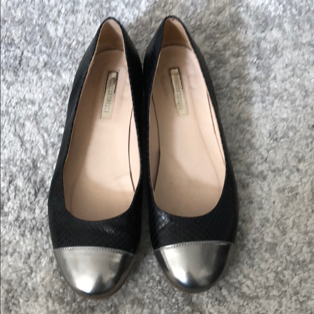 Rebecca Taylor Black Scaled Flats Silver Toe Cap 9